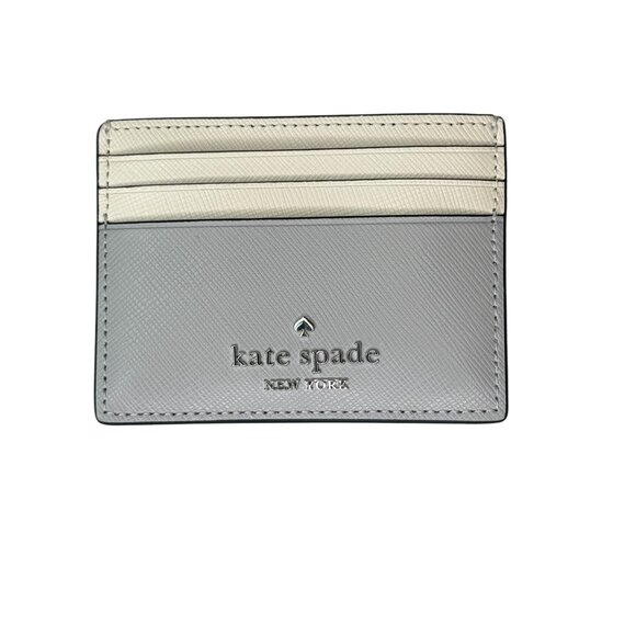 Kate Spade Madison Small Slim Card Holder Platinum Grey Multi - Picture 1 of 7